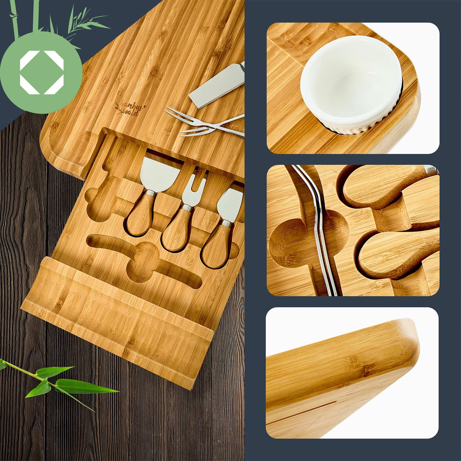 XXL-Käsebrett Schublade 34 X 4,5 X 34 Cm Käsebesteck Pflegeleicht 5 XXL-Käsebrett Schublade 34 X 4,5 X 34 Cm Käsebesteck Pflegeleicht – Bild 3