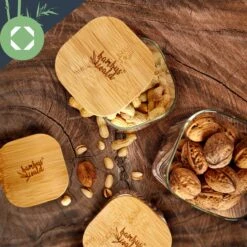 Eckiges Glas Mit Bambusdeckel Luftdicht Mit Silikonring 10x16x10 Cm 1200 Ml -Küchenbedarf Angebote 10038103 yy 0005 logo