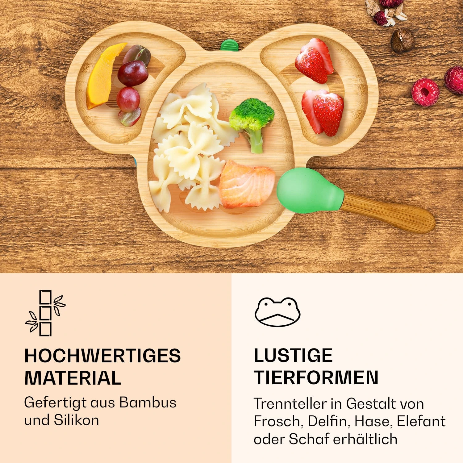 Kindergeschirr Bambusteller & Löffel 250 Ml Inkl. Saugnapf 18 X 18 Cm 6 Kindergeschirr Bambusteller & Löffel 250 Ml Inkl. Saugnapf 18 X 18 Cm – Bild 4