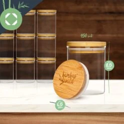 Runde Gläser Bambusdeckel 10 Stück Je 150 Ml Luftdicht -Küchenbedarf Angebote 10038299 yy 0008 logo