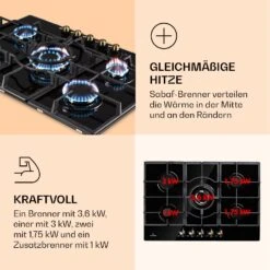 Victoria 5 Gaskochfeld 5-flammig Sabaf-Brenner Glaskeramik Retro-Look -Küchenbedarf Angebote 10038376 de 0003 logo