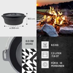 Galloway Dutch Oven 9.0 BBQ-Topf Gusseisen Größe L / 9 Qt -Küchenbedarf Angebote 10038582 de 0004 usp