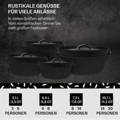 Galloway Dutch Oven 12.0 BBQ-Topf Gusseisen Größe XL / 12 Qt -Küchenbedarf Angebote 10038583 de 0006 usp