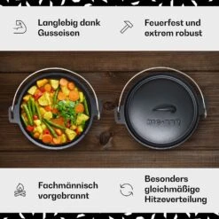 Galloway Dutch Oven 6.0 BBQ-Topf Gusseisen Standfüße Größe M / 6 Qt -Küchenbedarf Angebote 10038585 de 0003 usp