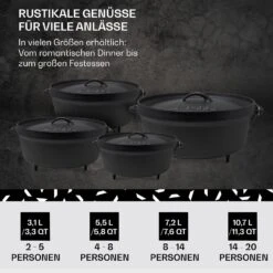 Galloway Dutch Oven 6.0 BBQ-Topf Gusseisen Standfüße Größe M / 6 Qt -Küchenbedarf Angebote 10038585 de 0006 usp