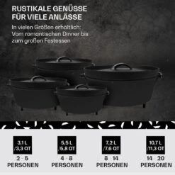 Galloway Dutch Oven 12.0 BBQ-Topf Gusseisen Standfüße Größe XL / 12 Qt -Küchenbedarf Angebote 10038587 de 0006 usp
