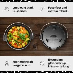 Guernsey Premium Dutch Oven 12.0 BBQ-Topf Gusseisen Voreingebrannt Größe XL / 12 Qt -Küchenbedarf Angebote 10038640 de 0003 usp