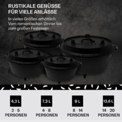 Guernsey Premium Dutch Oven 12.0 BBQ-Topf Gusseisen Standfüße Größe XL / 12 Qt -Küchenbedarf Angebote 10038644 de 0006 usp