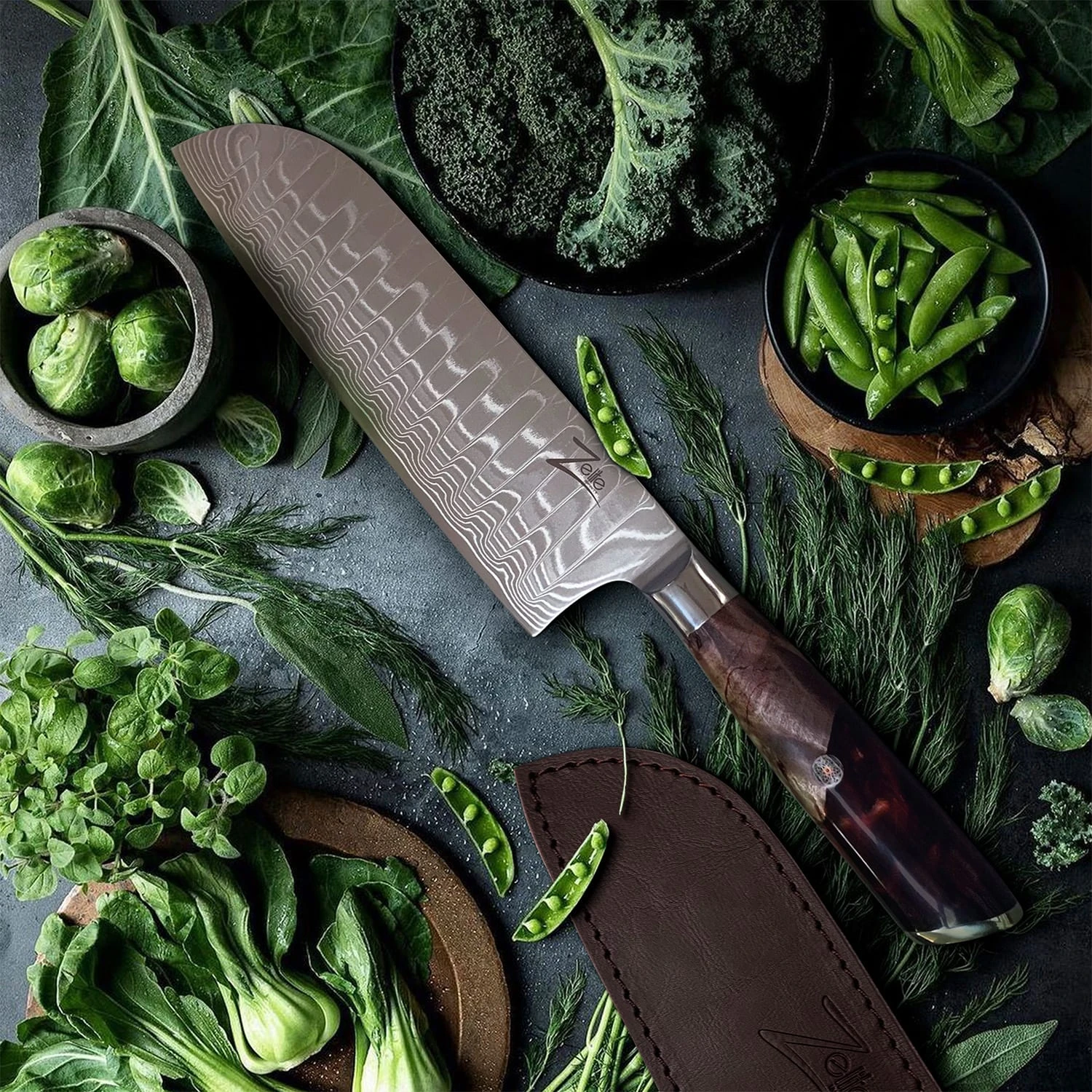 Infinity Wave 7" Santokumesser 61 HRC Damaszenerstahl 4 Infinity Wave 7" Santokumesser 61 HRC Damaszenerstahl – Bild 2