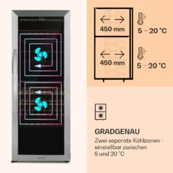 Klarstein Vinamour 77 Duo Weinkühlschrank 191 Liter 5 - 20 °C 2 Kühlzonen -Küchenbedarf Angebote 10039771 de 0004 logo