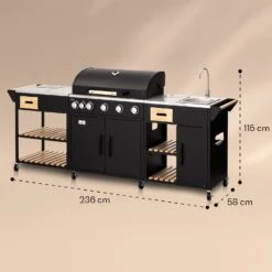 Jersey Outdoor Kitchen Gasgrill Spüle 20,7 KW 5+1 Brenner Mobil -Küchenbedarf Angebote 10039854 yy 0008 dimensions