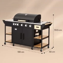 Jersey Outdoor Kitchen Gasgrill 20,7 KW 5+1 Brenner Mobil Regenschutz -Küchenbedarf Angebote 10039855 yy 0008 dimensions
