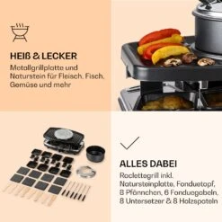 Entrecote 2-in-1 Raclette-Grill & Fondue Naturstein 1100W 8 Personen -Küchenbedarf Angebote 10039922 de 0005 logo