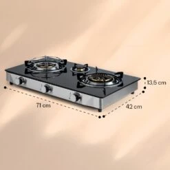 Barzona 3 Campingkocher 3 Brenner 3,4 / 0,75 / 4,3 KW Glas Edelstahl -Küchenbedarf Angebote 10040046 yy 0011 dimensions