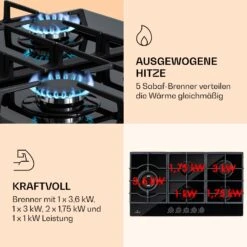 Ignito Chef Edition 5 Zonen Gaskochfeld 5-flammig Sabaf-Brenner Glaskeramik -Küchenbedarf Angebote 10040146 de 0003 logo