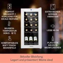 Shiraz 15 Slim Uno Weinkühlschrank 44l Touch-Bedienfeld 5-18°C -Küchenbedarf Angebote 10040214 de 0002 usp