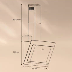Aurora 60 Smart Dunstabzugshaube 550 M³/h 60cm Kopffrei Ambiente-Licht EEC A++ 16 Aurora 60 Smart Dunstabzugshaube 550 M³/h 60cm Kopffrei Ambiente-Licht EEC A++ -Küchenbedarf Angebote 10040234 yy 0007 dimensions