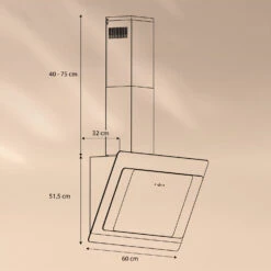 Aurora 60 Smart Dunstabzugshaube 550 M³/h 60cm Kopffrei Ambiente-Licht EEC A++ -Küchenbedarf Angebote 10040235 yy 0007 dimensions