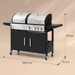 Kingsville 3.1 Kombigrill Gas + Kohle 10,9 KW 3+1 Brenner -Küchenbedarf Angebote 10040270 yy 0008 dimensions