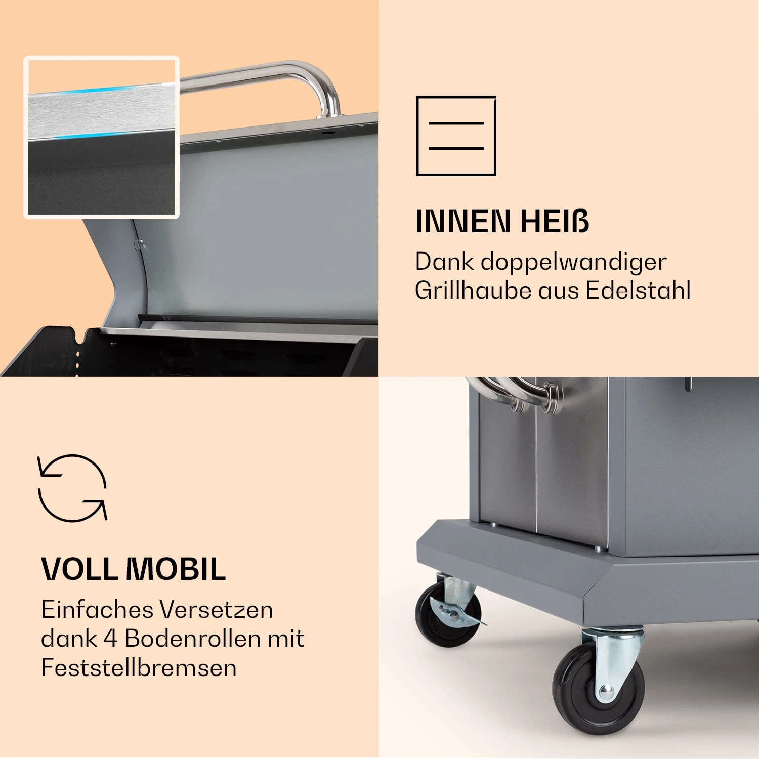 Lucifer 3 Gasgrill 3 X 3,6 KW Brenner 60x45cm Grill Edelstahl Mobil 8 Lucifer 3 Gasgrill 3 X 3,6 KW Brenner 60x45cm Grill Edelstahl Mobil – Bild 6