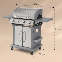 Lucifer 4 Gasgrill 4 X 3,6 KW Brenner 69x45cm Grill Edelstahl Mobil -Küchenbedarf Angebote 10040281 yy 0008 dimensions