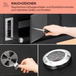 Aberdeen Double Holzkohlegrill Smoker Thermometer 2 Seitentische Mobil -Küchenbedarf Angebote 10040293 de 0005 usp