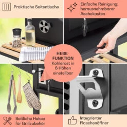 Aberdeen Double Holzkohlegrill Smoker Thermometer 2 Seitentische Mobil -Küchenbedarf Angebote 10040293 de 0006 usp