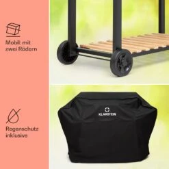 Aberdeen Double Holzkohlegrill Smoker Thermometer 2 Seitentische Mobil -Küchenbedarf Angebote 10040293 de 0008 usp