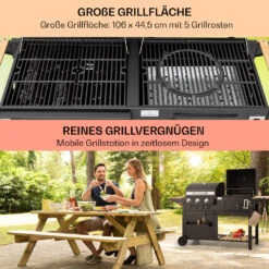 Aberdeen Kombi-Grill Gas Kohle Smoker Thermometer 2 Seitentische Mobil -Küchenbedarf Angebote 10040294 de 0004 usp
