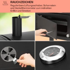 Aberdeen Kombi-Grill Gas Kohle Smoker Thermometer 2 Seitentische Mobil -Küchenbedarf Angebote 10040294 de 0005 usp
