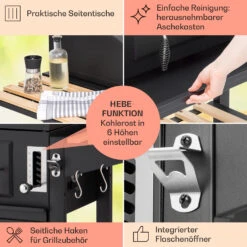 Aberdeen Kombi-Grill Gas Kohle Smoker Thermometer 2 Seitentische Mobil -Küchenbedarf Angebote 10040294 de 0006 usp