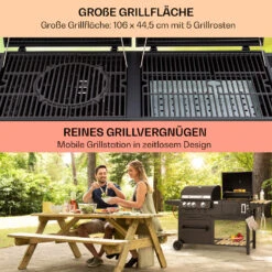 Aberdeen Kombi-Grill Gas Kohle Smoker Thermometer 2 Seitentische Mobil -Küchenbedarf Angebote 10040295 de 0005 usp