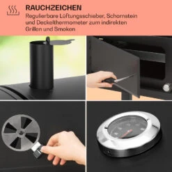 Aberdeen Kombi-Grill Gas Kohle Smoker Thermometer 2 Seitentische Mobil -Küchenbedarf Angebote 10040295 de 0006 usp