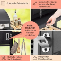 Aberdeen Kombi-Grill Gas Kohle Smoker Thermometer 2 Seitentische Mobil -Küchenbedarf Angebote 10040295 de 0007 usp