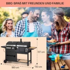 Aberdeen Kombi-Grill Gas Kohle Smoker Thermometer 2 Seitentische Mobil -Küchenbedarf Angebote 10040295 de 0008 usp