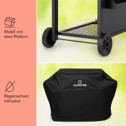 Aberdeen Kombi-Grill Gas Kohle Smoker Thermometer 2 Seitentische Mobil -Küchenbedarf Angebote 10040295 de 0009 usp