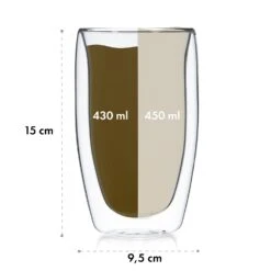 Glaswerk Carajillo Doppelwandige Thermogläser 450 Ml Handgemacht Borosilikatglas -Küchenbedarf Angebote 10040320 yy 0007 dimensions