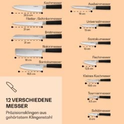 Kitano XL 13tlg. Messer-Set Mit Block 12 Messer Stahl Edler Holzblock -Küchenbedarf Angebote 10040323 de 0003 logo