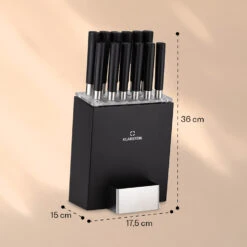 Kitano XL 13tlg. Messer-Set Mit Block 12 Messer Stahl Edler Holzblock -Küchenbedarf Angebote 10040323 yy 0007 dimensions