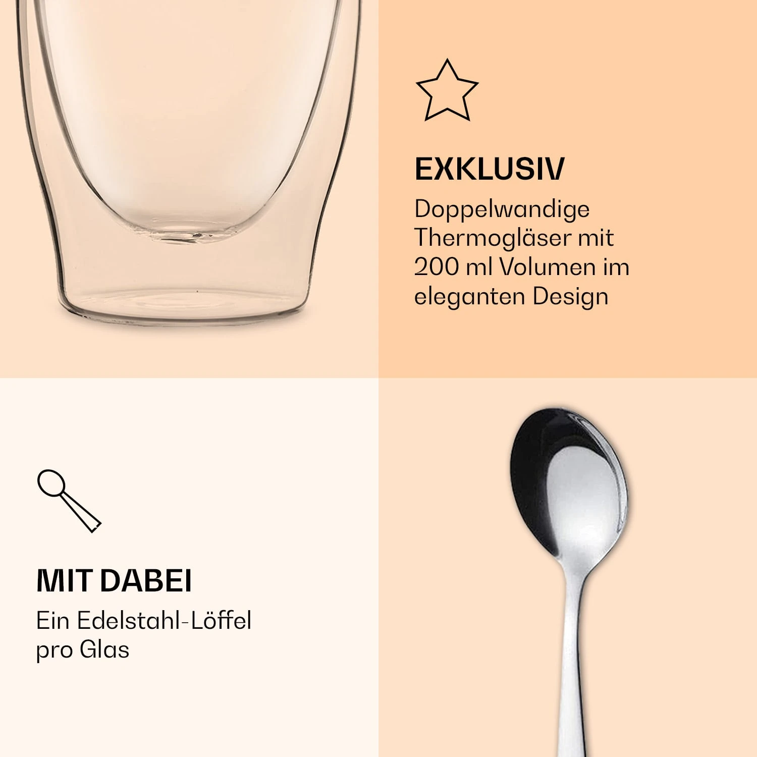 DUOS Doppelwandiges Glas 200 Ml Thermofunktion Inkl. Edelstahl-Löffel 8 DUOS Doppelwandiges Glas 200 Ml Thermofunktion Inkl. Edelstahl-Löffel – Bild 6