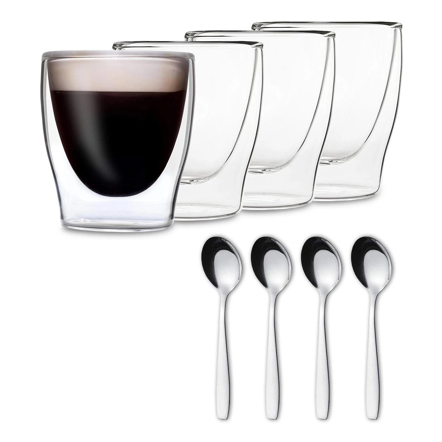 DUOS Doppelwandiges Glas 200 Ml Thermofunktion Inkl. Edelstahl-Löffel 3 DUOS Doppelwandiges Glas 200 Ml Thermofunktion Inkl. Edelstahl-Löffel