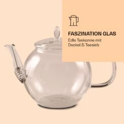 Glaskanne 1300 Ml Borosilikatglas Mit Deckel, Teesieb Und Teeblumen -Küchenbedarf Angebote 10040419 de 0005 logo