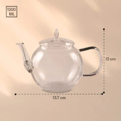 Glaskanne 1300 Ml Borosilikatglas Mit Deckel, Teesieb Und Teeblumen -Küchenbedarf Angebote 10040419 yy 0007 dimensions