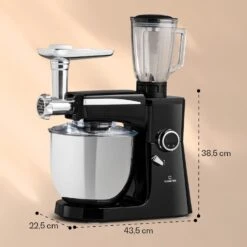 Renata Rossa Küchenmaschine 3-in-1 2000W 2,7PS 5Ltr Edelstahl BPA-frei -Küchenbedarf Angebote 10040500 yy 0008 dimensions
