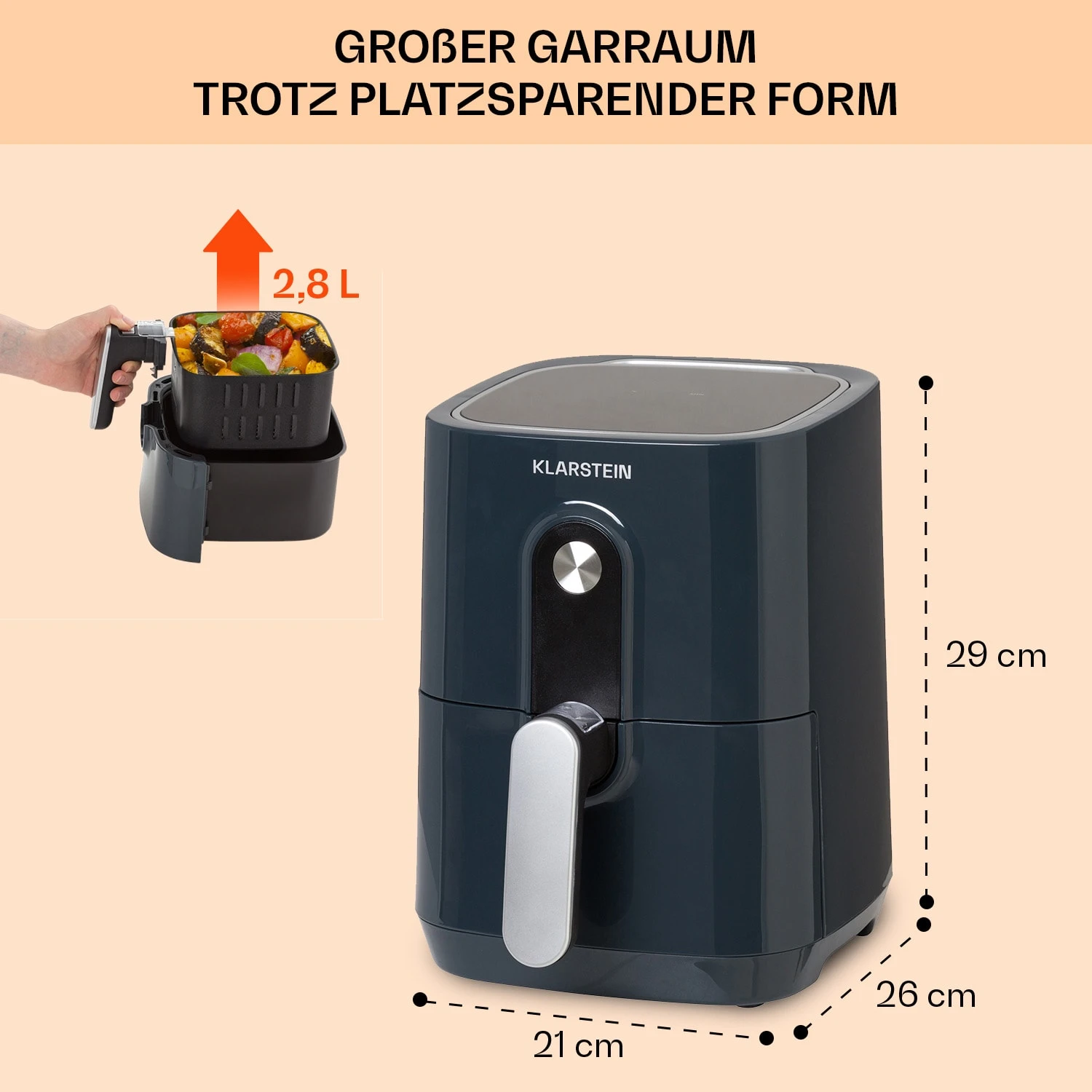 Crisp-Pro Heißluftfritteuse Air Fryer 1400W 2,8 Ltr Timer Edelstahl 8 Crisp-Pro Heißluftfritteuse Air Fryer 1400W 2,8 Ltr Timer Edelstahl – Bild 6