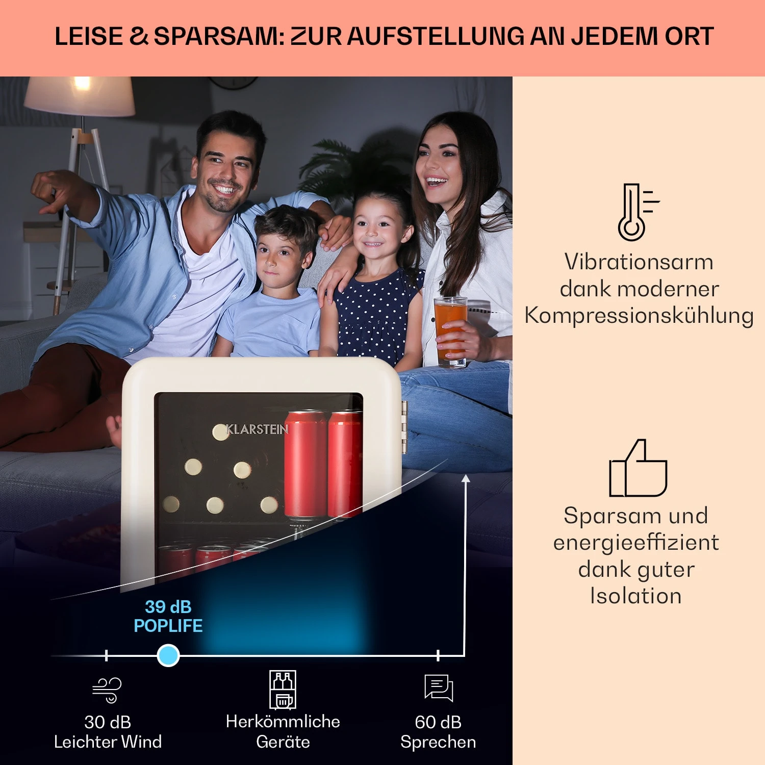 PopLife 48 Getränkekühler Kühlschrank 0-10 °C Retro-Design 5 PopLife 48 Getränkekühler Kühlschrank 0-10 °C Retro-Design – Bild 3