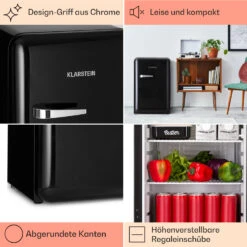 Audrey Retro-Kühlschrank 70 Liter 3 Regale 2 Türfächer Innenbeleuchtung -Küchenbedarf Angebote 10040739 de 0004 logo