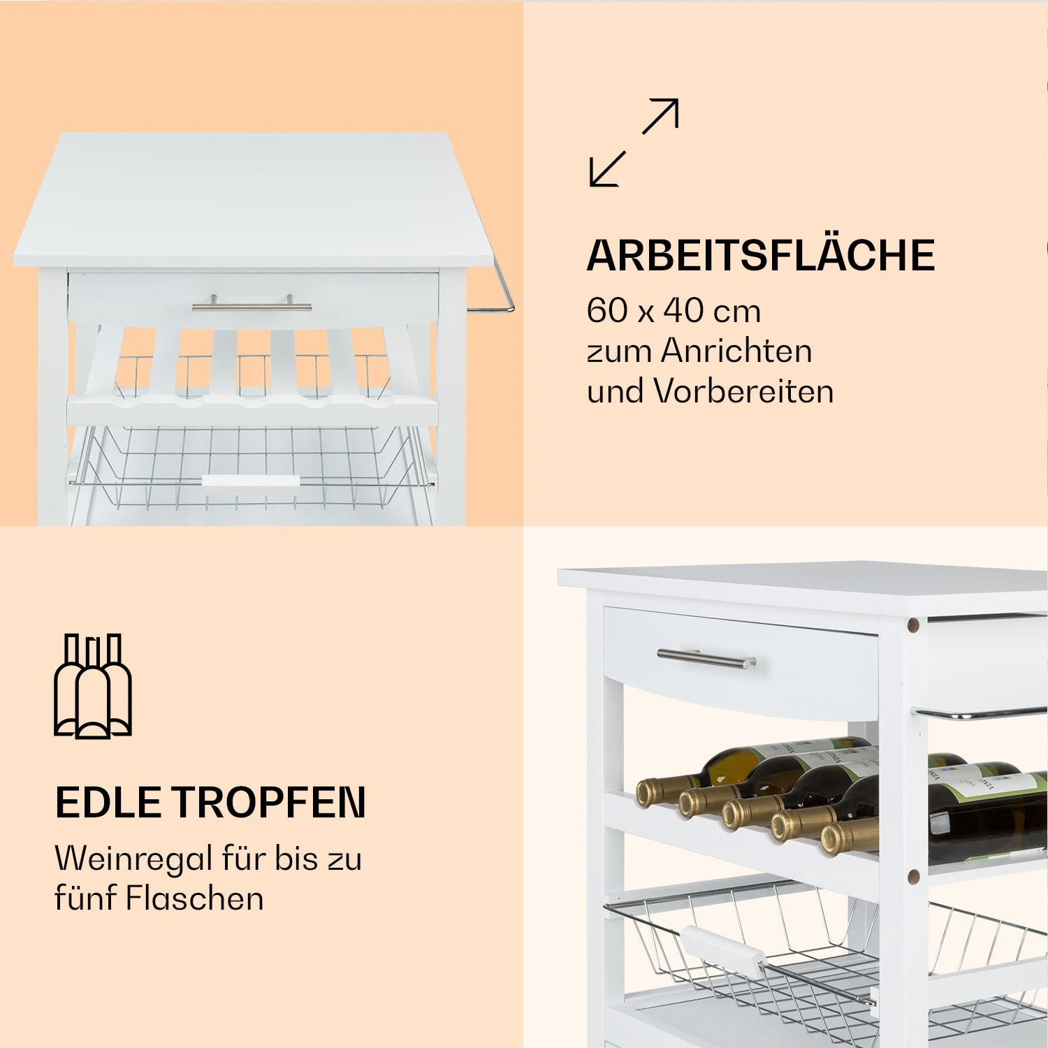 Louisiana Servierwagen Küchenwagen 5 Etagen Holz Handtuchhalter Mobil 5 Louisiana Servierwagen Küchenwagen 5 Etagen Holz Handtuchhalter Mobil – Bild 3