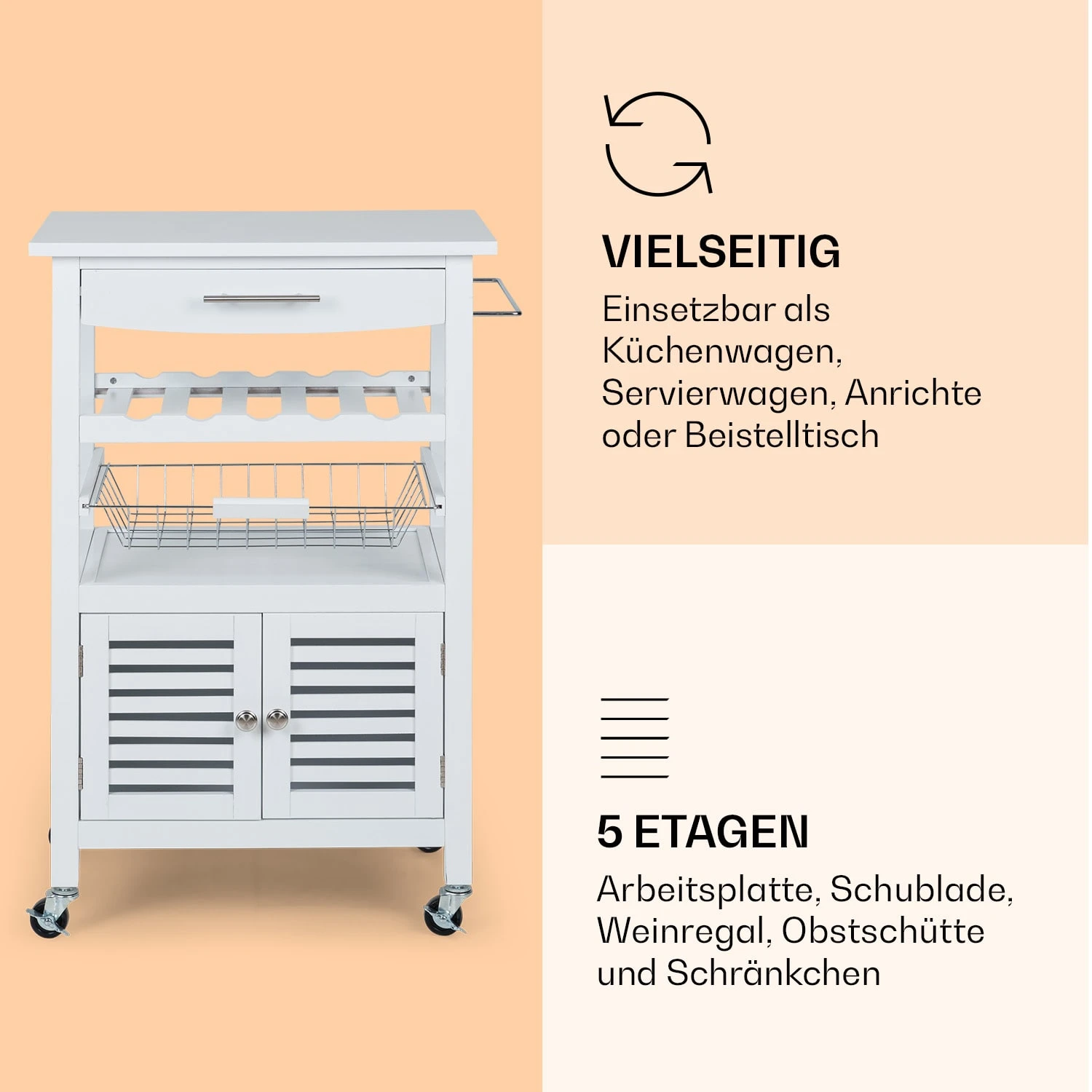 Louisiana Servierwagen Küchenwagen 5 Etagen Holz Handtuchhalter Mobil 6 Louisiana Servierwagen Küchenwagen 5 Etagen Holz Handtuchhalter Mobil – Bild 4
