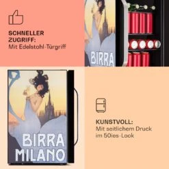 Beersafe 70 Birra Milano Edition Kühlschrank 70 Liter 3 Böden Panoramaglastür Edelstahl -Küchenbedarf Angebote 10041180 de 0004 usp